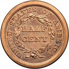 Coronet Head Half Cent 1852 Proof Original/Breen Restrike Series VII Breen 1-D Large Berries Reverse R7+. PCGS PF65 - 2