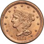 Coronet Head Half Cent 1855 C-1 R1. PCGS MS65