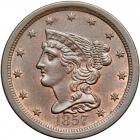 Coronet Head Half Cent 1857 C-1 R2. PCGS MS65