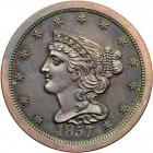 Coronet Head Half Cent 1857 Breen 1-B (doubled T in CENT) R4. PCGS PF66