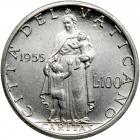 Italian States - Papal/Roman States. Platinum 100 Lire, 1955. BU - 2