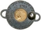 United States, Unique $2 1/2 Gold Coin Encased in Silver? with Hebrew Inscriptions