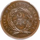 1863 Pattern Two Cents. Bronze, plain edge. PCGS PF65 - 2