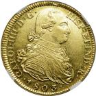 Colombia. 8 Escudos, 1803-P JF. NGC AU58