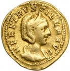 Herennia Etruscilla. Gold Aureus (), Augusta, AD 249-251. Rome, under Trajan Decius, AD 250.. F