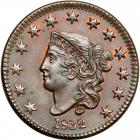 1832 Coronet Head Cent. Medium letters. NGC MS64