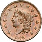 1833 Coronet Head Cent. PCGS MS65