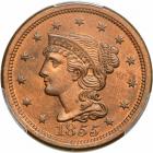 1855 N-10 R1 Italic 55 PCGS graded MS65 Red & Brown, CAC Approved. PCGS MS65