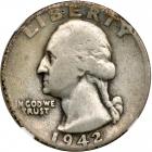 1942-D Washington Quarter Dollar. Doubled die obverse