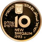 Israel. Gold 10 New Sheqalim plus silver 2 and 1 New Sheqel, 1993. PF