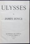 [Joyce, James] Ulysses, Published by Shakespeare and Company, Paris, 1927