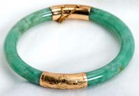 Jade, 14K Yellow Gold Bangle Bracelet - 2