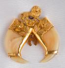 Custom Made Animal Claws 14K Yellow Gold Brooch/Pendant