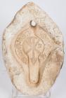 Roman Limestone, ca. 3rd-5th Century, Christian Chi-Rho Oil Lamp Mold