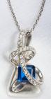 Blue Stone, Colorless Stone, 14K White Gold Pendant & Chain