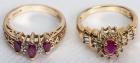 Collection of Two Ruby Diamond Yellow Gold Rings