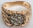 Gent's Diamond, 14K Yellow Gold Nugget Cluster Ring