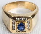 Gent's Tanzanite, Diamond, 18K Yellow Gold Ring