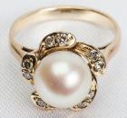 Lady's Cultured Pearl, Diamond, 14K Yellow Gold Ring