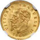 Italy. 5 Lire, 1865-T BN. NGC MS65