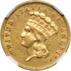 1859 $3 Gold. NGC AU53