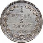 Poland. 5 Zlotych - 3/4 Ruble, 1836-MW. NGC AU - 2