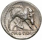 C. Hosidius C.f. Geta. Silver Denarius (3.9 g), 64 BC.. EF - 2