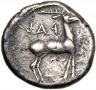 Bruttium, Kaulonia. Silver Nomos (8.0 g), ca. 475-425 BC.. VF - 2