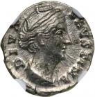 Diva Faustina I. Silver Denarius (3.2 g), died AD 140/1.