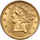 1881 $5 Liberty. PCGS MS64