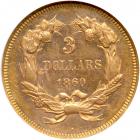 1860 $3 Gold. NGC MS61 - 2