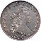 1806 Draped Bust Half Dollar. Pointed 6, stem not through claw. PCGS AU58