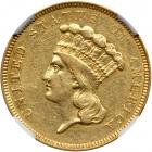 1854-O $3 Gold. NGC AU55