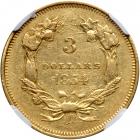 1854-O $3 Gold. NGC AU55 - 2