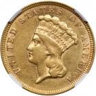 1856 $3 Gold. NGC AU50