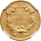 1856 $3 Gold. NGC AU50 - 2