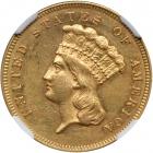 1865 $3 Gold. NGC AU55