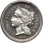 1866 Nickel Three Cents. PCGS PF65