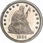 1886 Liberty Seated Quarter Dollar. NGC PF66