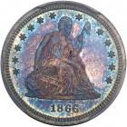 1866 Liberty Seated Quarter Dollar. With motto. PCGS PF66