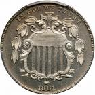 1881 Shield Nickel. PCGS PF67