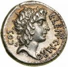 L. Cornelius Lentulus and C. Claudius Marcellus. Silver Denarius (3.98 g), 49 BC.. EF