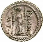 P. Clodius M.f. Turrinus. Silver Denarius (4.2 g), 42 BC.. EF - 2