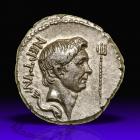 Sextus Pompey, younger son of Pompey the Great, Silver Denarius (3.44 g), 42-38 BC.. EF