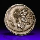 Julius Caesar. Silver Denarius (4.11 g), 42 BC.. EF
