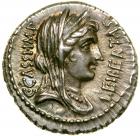 C. Cassius Longinus. Silver Denarius (4.0 g), 42 BC.. EF