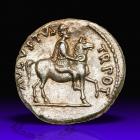 Augustus, with Divus Julius Caesar. Silver Denarius (3.7 g), 27 BC-AD 14.. EF