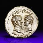 Vespasian, with Titus and Domitian, as Caesars. Silver Denarius (3.53 g), AD 69-79.. EF - 2