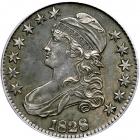 1828 Capped Bust Half Dollar. Square base 2, large 8's. PCGS AU53