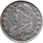 1830 Capped Bust Half Dollar. Large 0. PCGS EF45